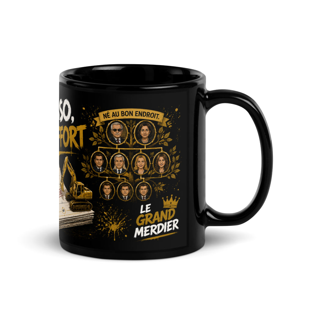 Mug satirique noir « Espresso, sans effort » — visuel produit