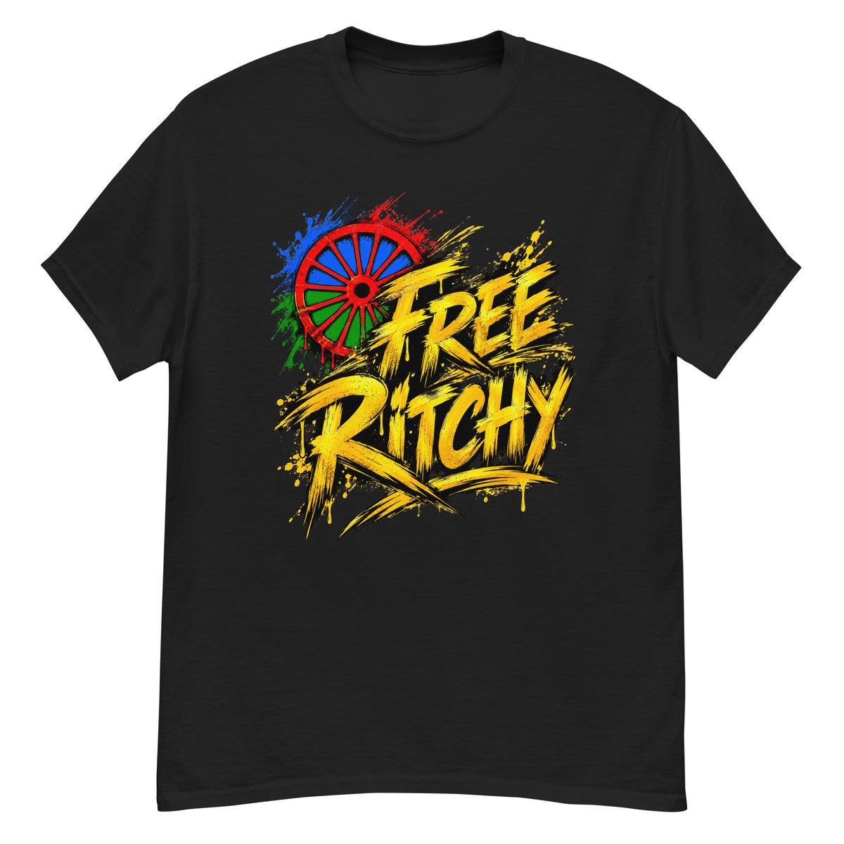 T-shirt FREE RITCHY noir, visuel de face — Le Grand Merdier