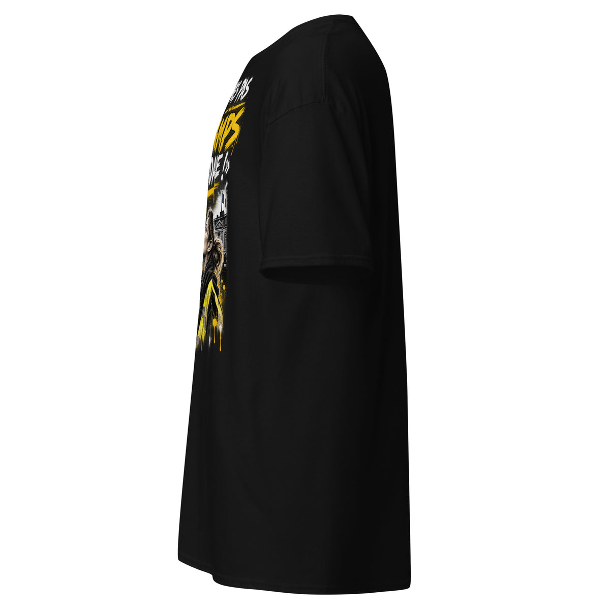 T-shirt Gilets Jaunes Pas du Même Camp Madame noir, côté gauche — Le Grand Merdier