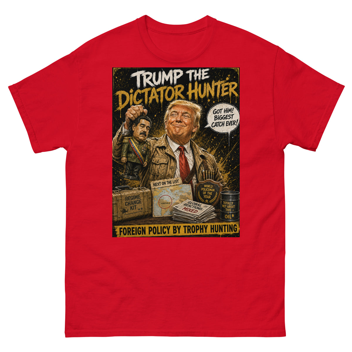 T-shirt satirique Donald Trump — Dictator Hunter — visuel produit
