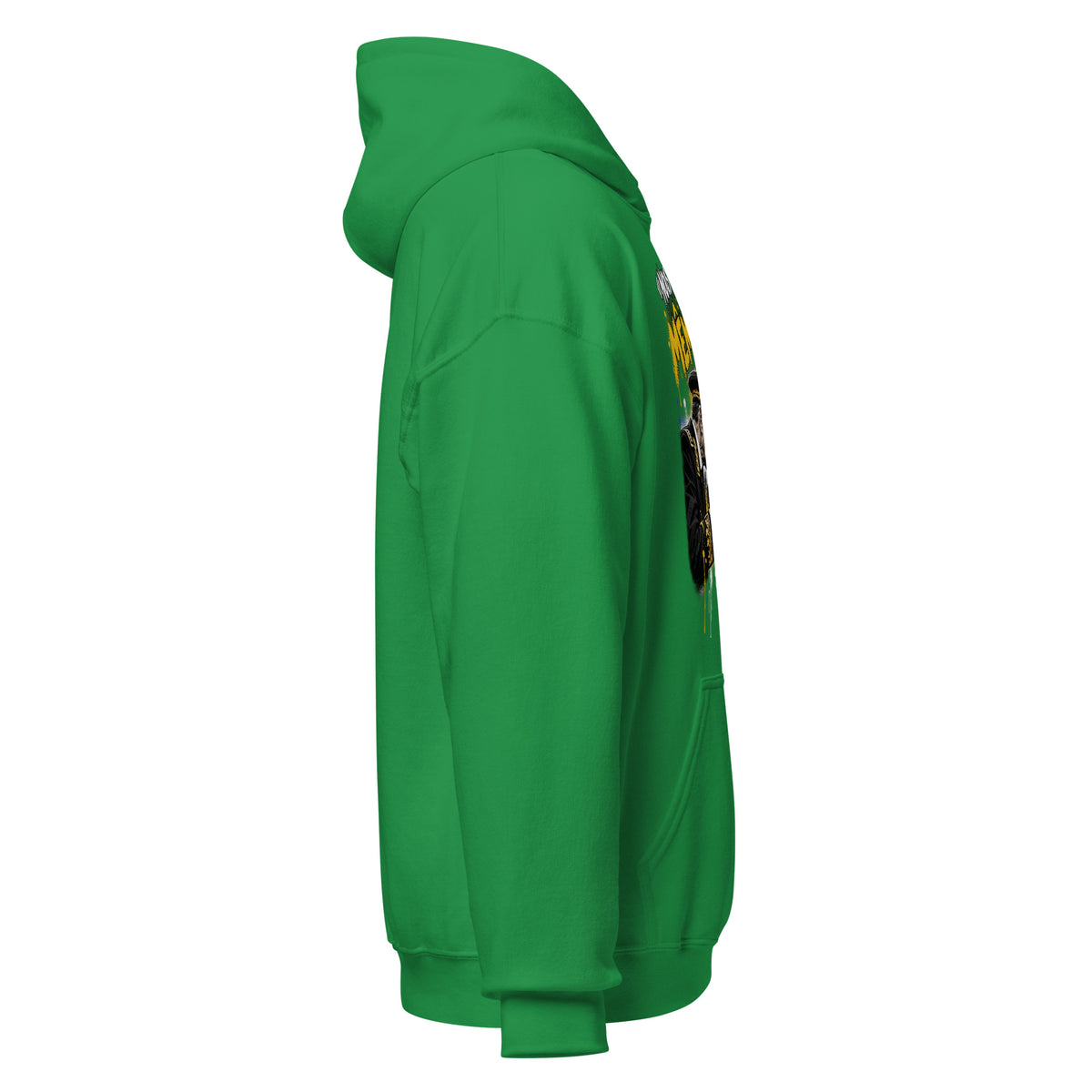 Sweat à capuche Gilets Jaunes Pas du Même Camp Madame vert menthe, côté droit — Le Grand Merdier
