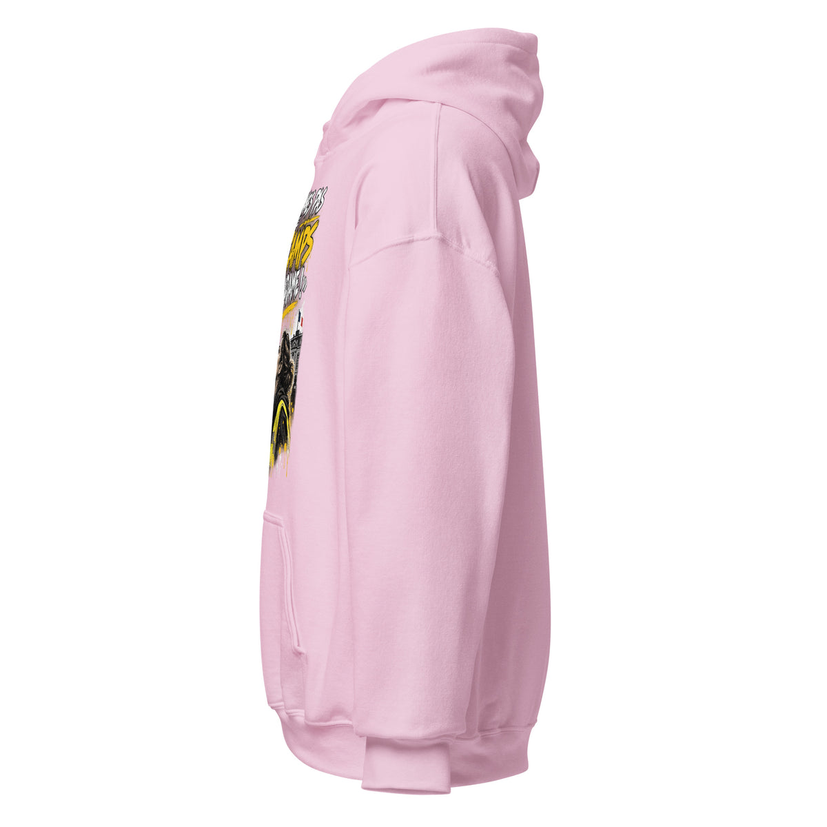 Sweat à capuche Gilets Jaunes Pas du Même Camp Madame rose clair, côté gauche — Le Grand Merdier